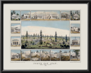 North San Juan CA 1858 Birds Eye View Map