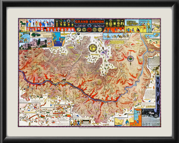 Grand Canyon AZ 1931 Jo Mora Birds Eye View Map