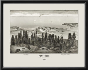 Fort Ross CA 1877 Birds Eye View Map