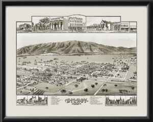 Gilroy CA 1885 Birds Eye View Map