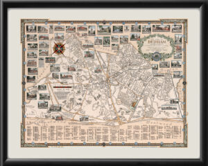 Dedham MA 1835 Birds Eye View Map