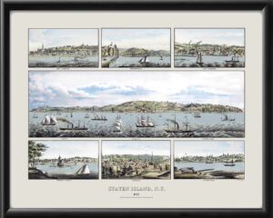 Staten Island NY 1865 Birds Eye View Map