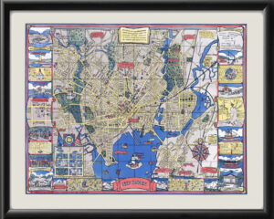 New Haven CT 1928 Birds Eye View Map