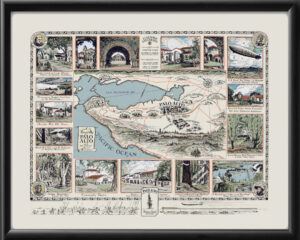 Palo Alto and the San Francisco Peninsula 1925 Birds Eye View Map