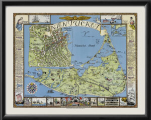 Nantucket MA 1946 Birds Eye View Map
