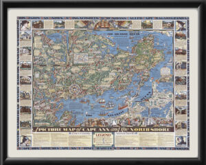 Cape Ann MA 1934 Birds Eye View Map