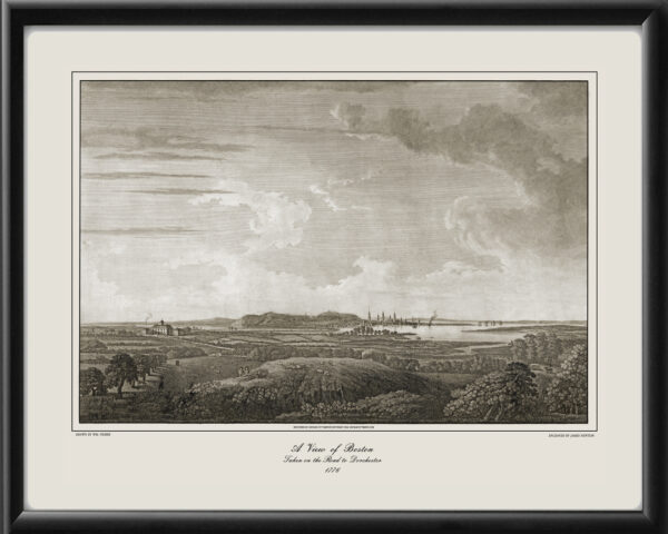 Boston MA 1776 Birds Eye View Map