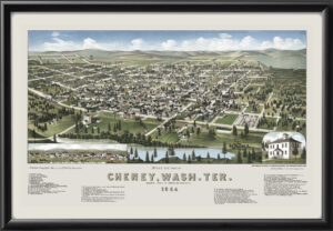 Cheney WA 1884 Birds Eye View Map