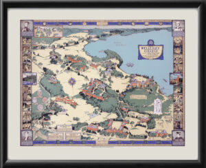 Wellesley College 1943 Birds Eye View Map