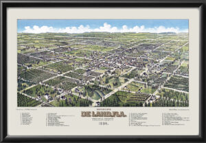 De Land FL 1884 Birds Eye View Map
