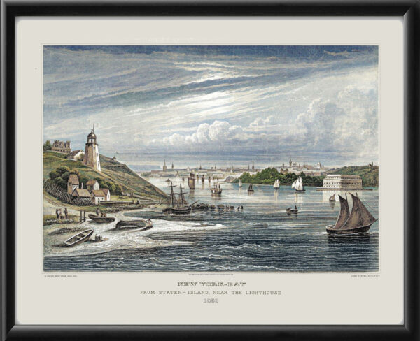 New York Bay from Staten Island 1850 (Color)