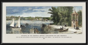 View of the Grand Stand on the Esplanade of Interlaken, taken from Point Breeze 1873 from Frank Leslie's Illustrated Newspaper TM