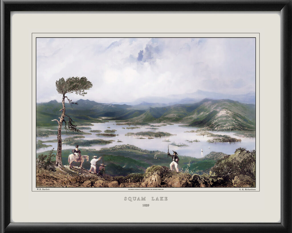 Squaim Squam Lake NH 1839 - Vintage City Maps