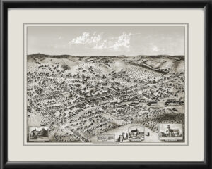 Shelby MI 1909 Joseph Warner Restored Birds Eye View Map