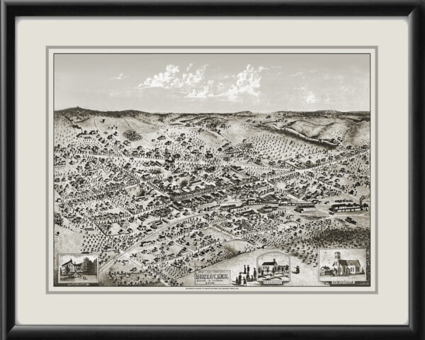 Shelby MI 1909 Joseph Warner Restored Birds Eye View Map