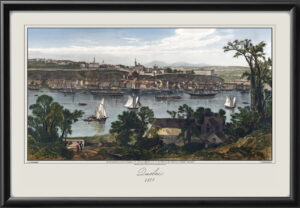 Quebec City Canada 1874 from across the St. Lawrence River. Restored Birds Eye View Map