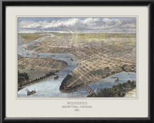 Winnipeg Manitoba Canada 1881 Restored Birds Eye View Map