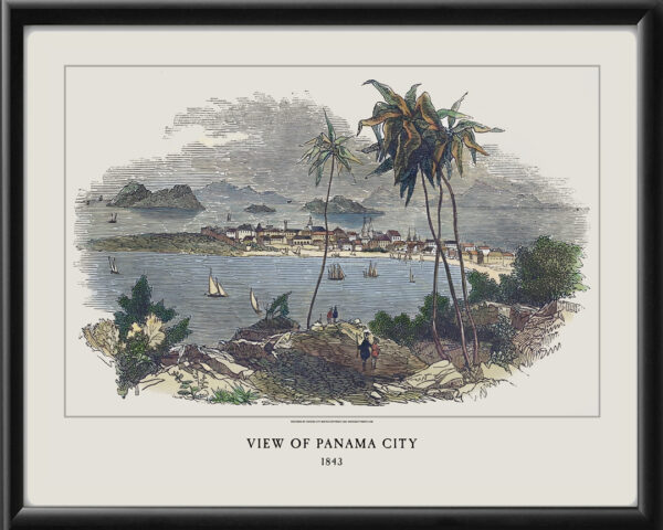 View of Panama City, Panama 1843 Restored Birds Eye View Map