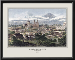 View of Guatamala City, Guatamala 1890 Restored Birds Eye View Map