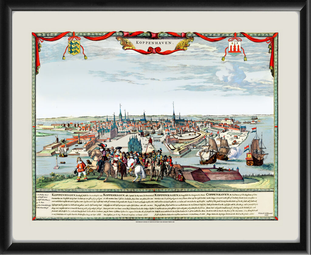 Copenhagen Denmark 1699 Restored Map | Vintage City Maps
