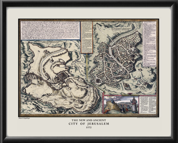 Jerusalem Israel 1572 Braun & Hogenberg TM Restored Map