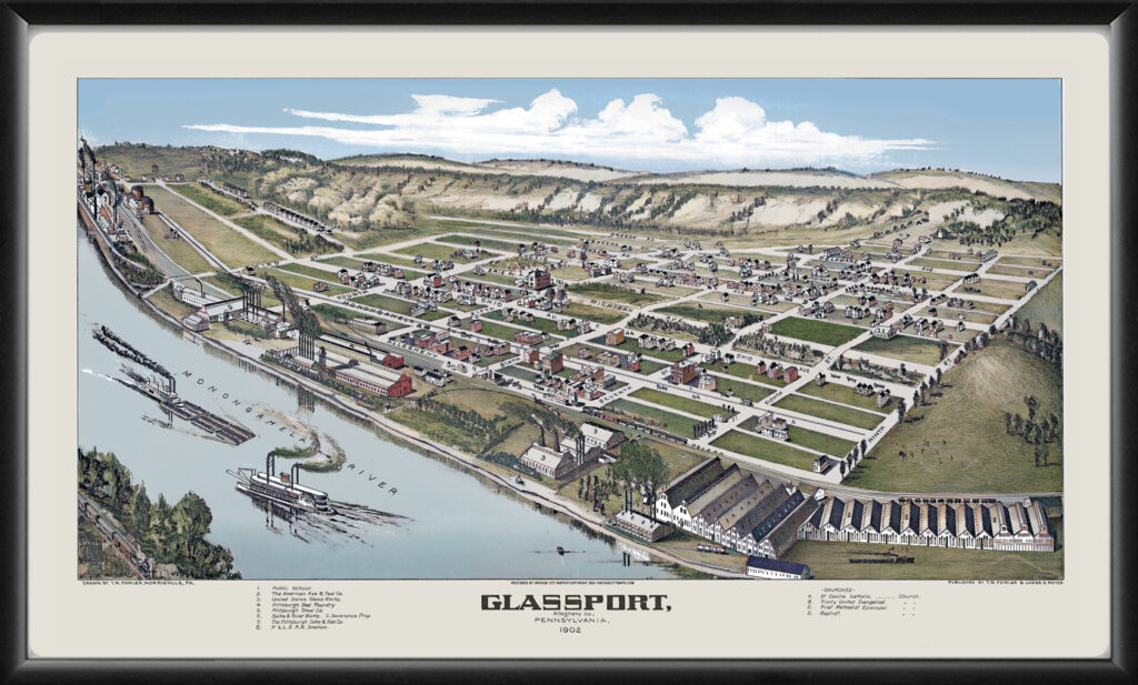 Glassport PA 1902 (Color) Restored Map | Vintage City Maps
