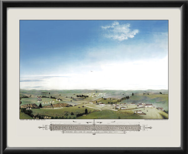 Rosebud Indian Agency, South Dakota 1885 (Color) Birds Eye View Map