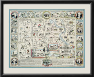 Wethersfield CT 1634-1934 Birds Eye View Map