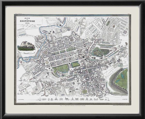 Edinburgh Scotland 1844 Pictorial Map