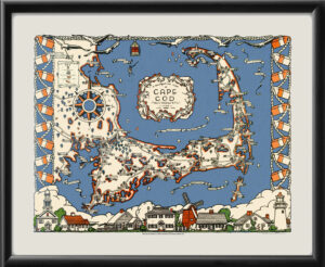 Cape Cod MA 1937 Pictorial Map