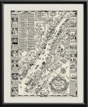 Nantucket MA 1937 Residential Main Street Birds Eye View Map