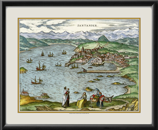 Santander Spain 1620 Birds Eye View Map