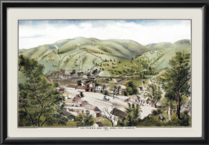 New Almaden CA 1876 (Color) Bird's Eye View Map