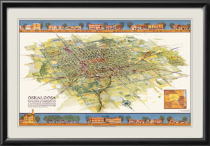 Oskaloosa IA 1938 Bird's Eye View Map