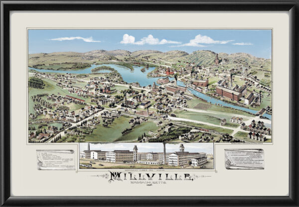 Millville MA 1887 Bird's Eye View Map