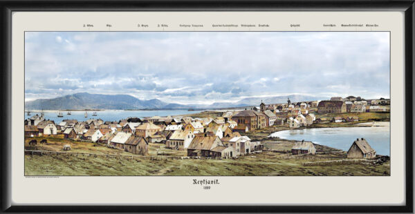 Reykjavik Iceland 1889 Bird's Eye View Map