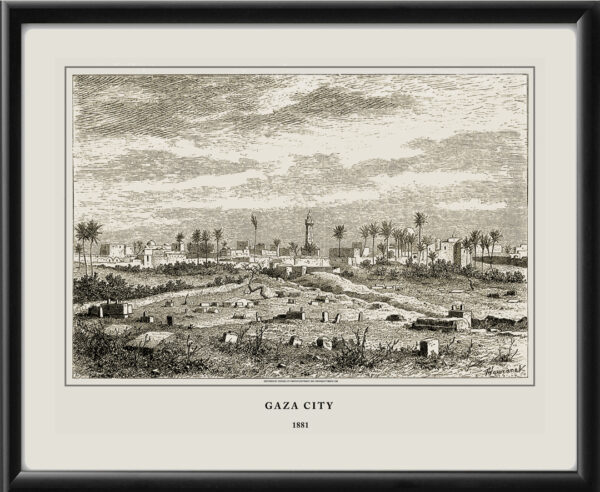 Gaza City 1881 Bird's Eye View Map