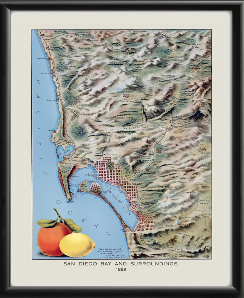 San Diego Bay and Surroundings 1899 - Vintage City Maps