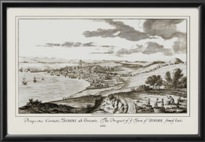 Restored bird's eye view of Dundee, Scotland from the East