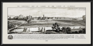 North West view of Cardiff, Wales 1748 Samuel and Nathaniel Buck, and Jean Baptiste Chatelain