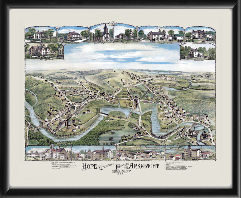 Hope, Jackson, Fiskeville and Arkwright RI 1889 (Color)