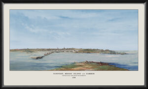 Newport, Rhode Island and the harbor showing the position of the French fleet and troop encampments 1780