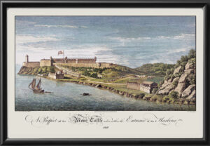 Restored bird's eye view of Moro Castle taken at the entrance of Havana Harbor, 1818 by Pierre C. Canot
