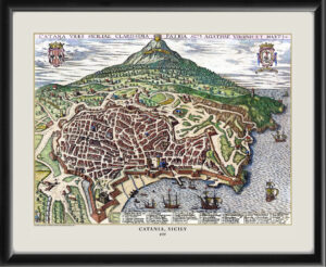 Catania Sicily 1597 Braun & Hogenberg