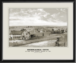Nebraska City NE as seen from Kearney Heights in 1865