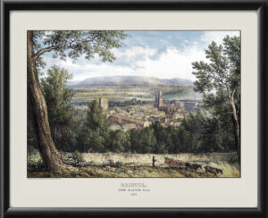 Restored bird's eye of Bristol, England from Clifton Hill, 1891