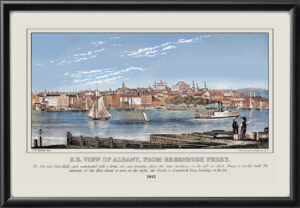Albany NY 1845 SE View from Greenbush Ferry John Warner Barber Color