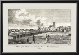 Boston MA 1795 View of the bridge over Charles River Charles