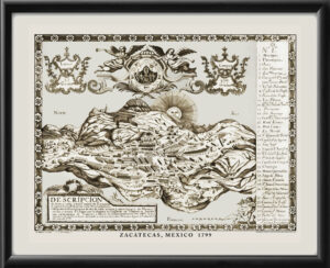 Zacatecas Mexico 1799 drawn by Bernardo Portugal and engraved by Jose Simon de La Rea