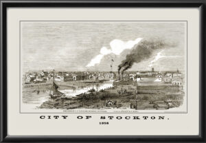Stockton CA 1858 wood engraving